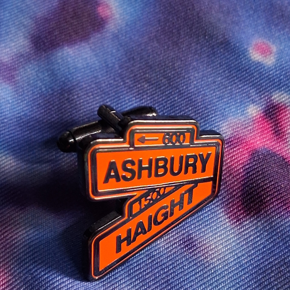Haight Ashbury Street Sign Cufflinks (Orange/Black)